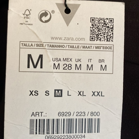 NWT. Zara Black Linen Blend Mini Dress with Balloon Puff Sleeves. Size M. - Picture 5 of 8